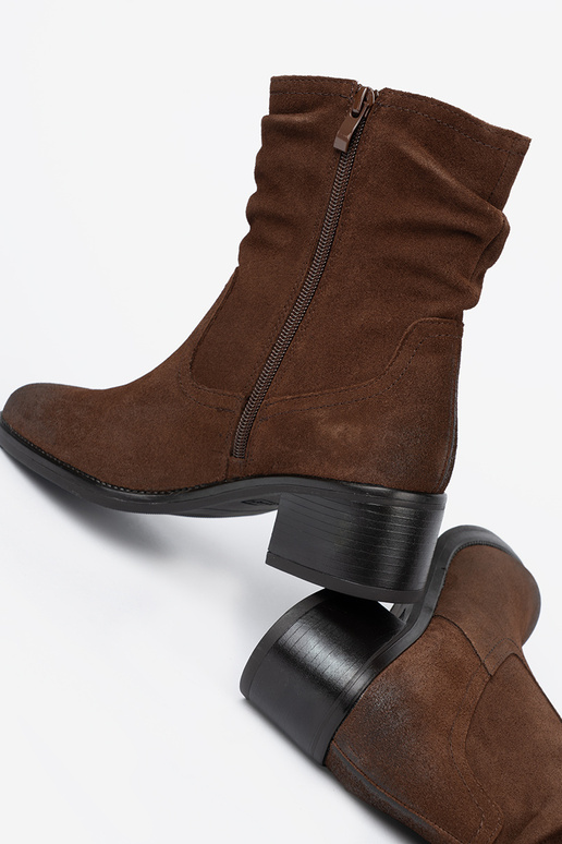 Hnedá farba kožené čižmy s volánovým zvrškom Sergio Leone