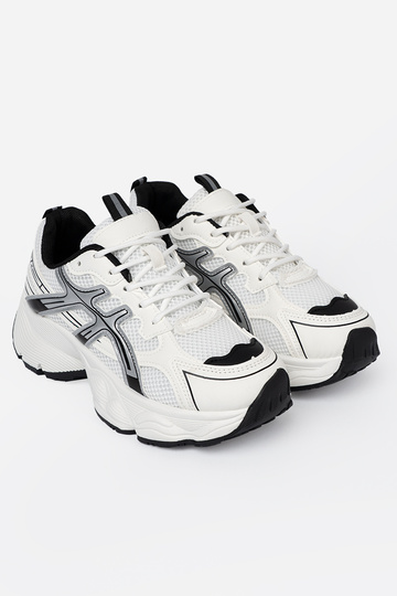 biely-čierna pohodlné Tenisky s mriežkou