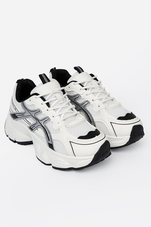 biely-čierna pohodlné Tenisky s mriežkou