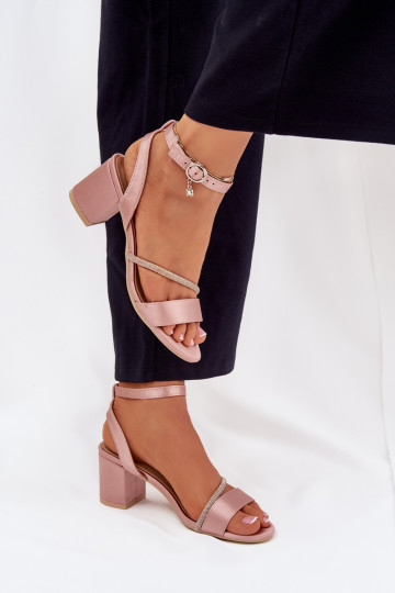 Ružové dámske vysoké podpätky s trblietavými detailmi, Vinceza 20268