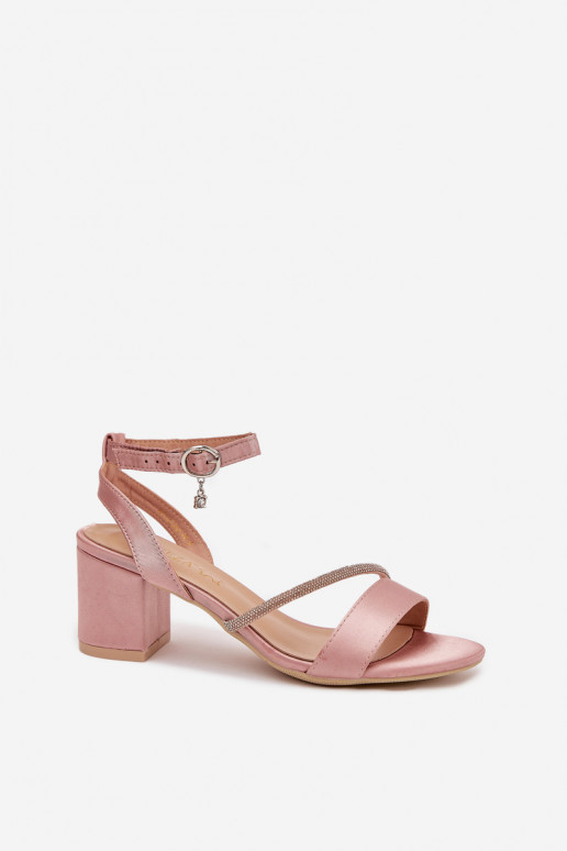 Ružové dámske vysoké podpätky s trblietavými detailmi, Vinceza 20268