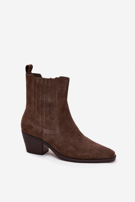 zo semišu Čižmy s oteplením vo vnútri khaki farby Arelia