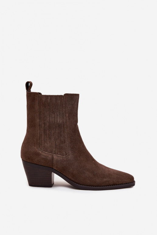 zo semišu Čižmy s oteplením vo vnútri khaki farby Arelia