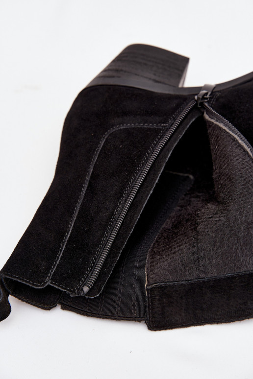 zo semišu Čižmy s oteplením vo vnútri čierna Arelia