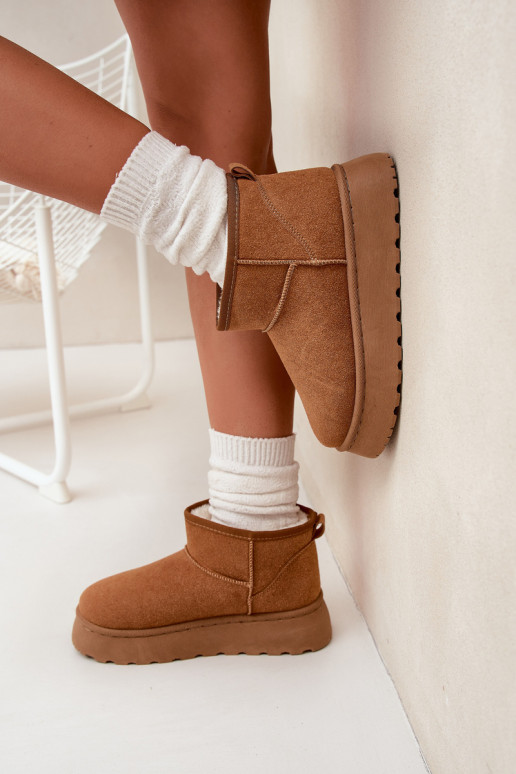 Snehule Dámske s platformou zahriať sa s kožušinou vo vnútri Hnedá farba Vesirae