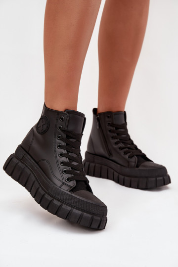 zahriať sa ležérne topánky s čižmami Dámske s platformou Zamknúť čierna Sarira