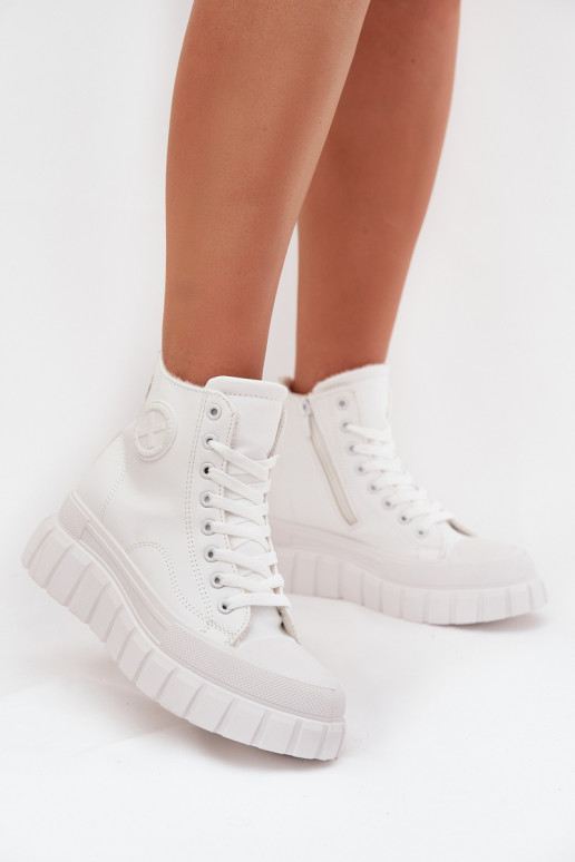 zahriať sa ležérne topánky s čižmami Dámske s platformou Zamknúť biela farba Sarira