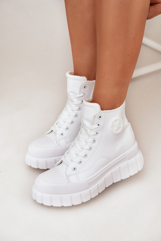 zahriať sa ležérne topánky s čižmami Dámske s platformou Zamknúť biela farba Sarira