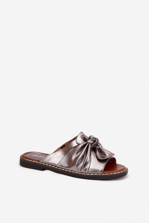 Dámske papuče so širokými podpätkami sivá Nelvira