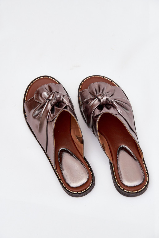 Dámske papuče so širokými podpätkami sivá Nelvira