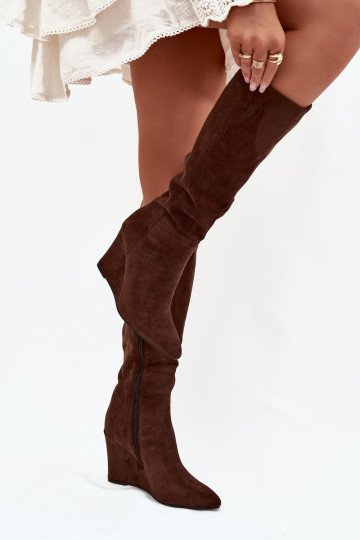 zahriať sa dámske čižmy Zapnuté INedge CzekoladoIne Rosina 2