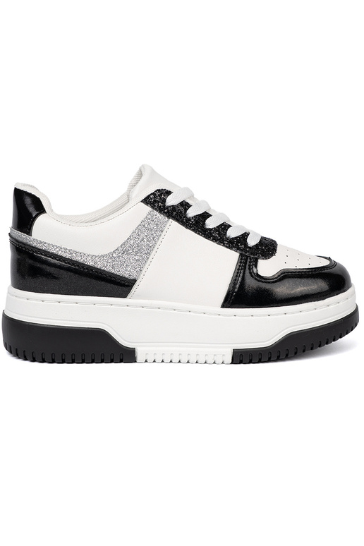 Čierna a-biela farba Tenisky z połyskującymi striebromi detalami