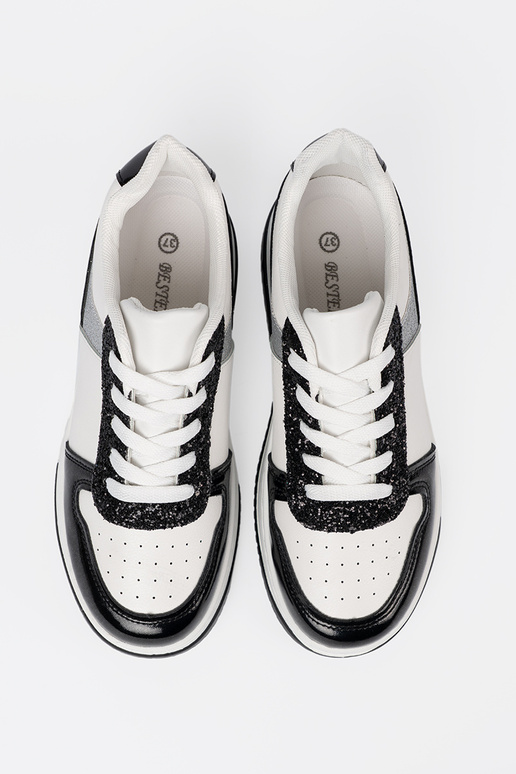 Čierna a-biela farba Tenisky z połyskującymi striebromi detalami