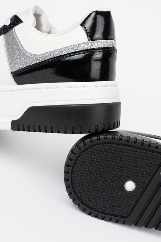 Čierna a-biela farba Tenisky z połyskującymi striebromi detalami