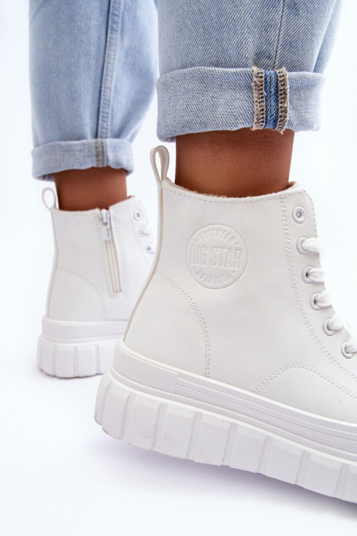 zahriať sa Kožené bežná obuv Zapnuté Hrad Big Star MM274624 biela farba