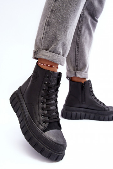 zahriať sa Kožené bežná obuv Zapnuté Hrad Big Star MM274625 čierna