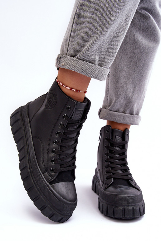 zahriať sa Kožené bežná obuv Zapnuté Hrad Big Star MM274625 čierna