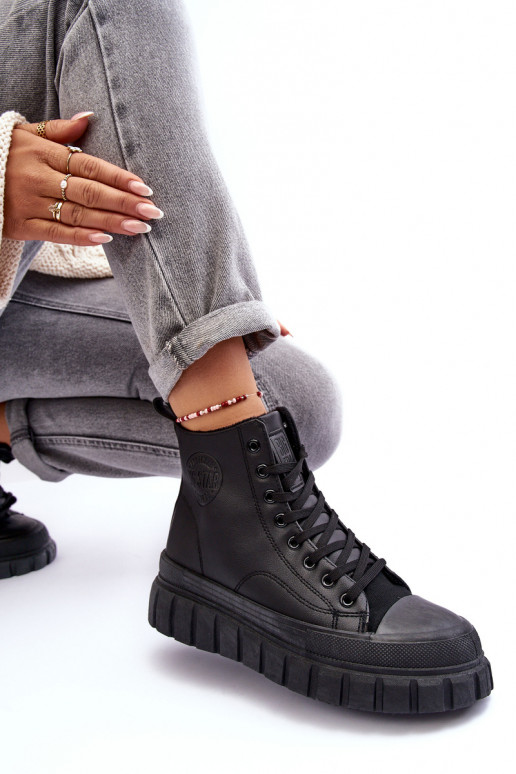 zahriať sa Kožené bežná obuv Zapnuté Hrad Big Star MM274625 čierna