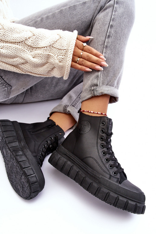 zahriať sa Kožené bežná obuv Zapnuté Hrad Big Star MM274625 čierna