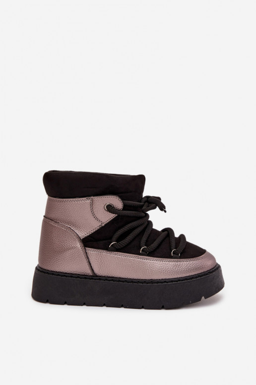 Nízka Snehule Dámske zahriať sa s kožušinou vo vnútriGrubym INiązaniem čierna Xarina