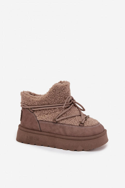 Snehule Dámske s platformou s kožušinou Typu Baranek Big Star SS274112 Hnedá farba