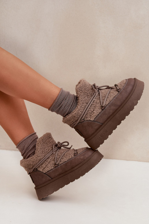 Snehule Dámske s platformou s kožušinou Typu Baranek Big Star SS274112 Hnedá farba