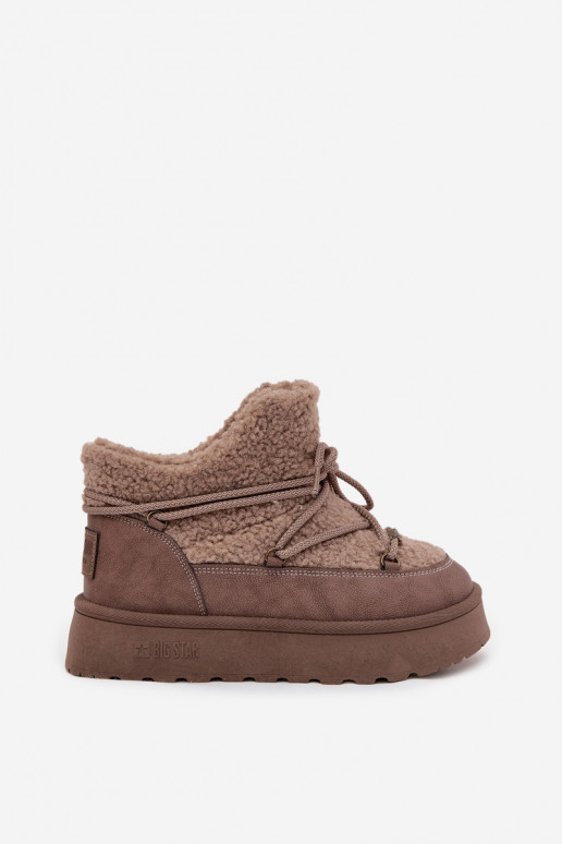 Snehule Dámske s platformou s kožušinou Typu Baranek Big Star SS274112 Hnedá farba