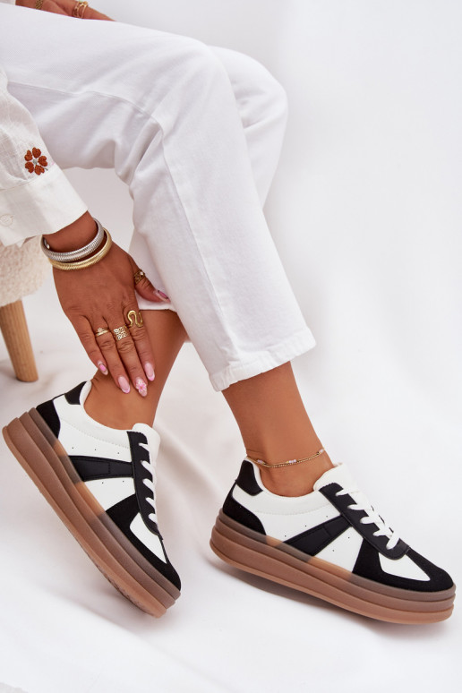 Sneakesy Dámske s platformou biely-čierna Sivirae