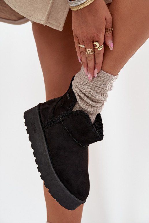 Snehule Dámske s platformouPrzeszyciami Big Star SS274128 čierna