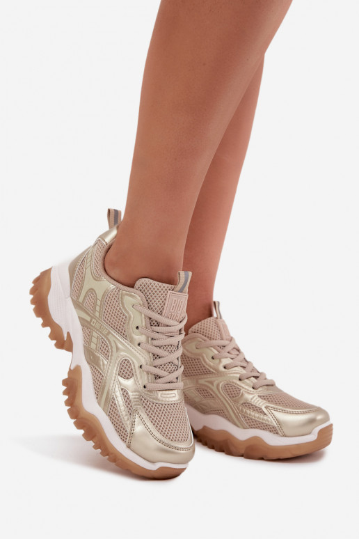 tenisky Tenisky model obuvi Dámske Big Star SS274014 HI-POLY SYSTEM béžová-zlatej farby