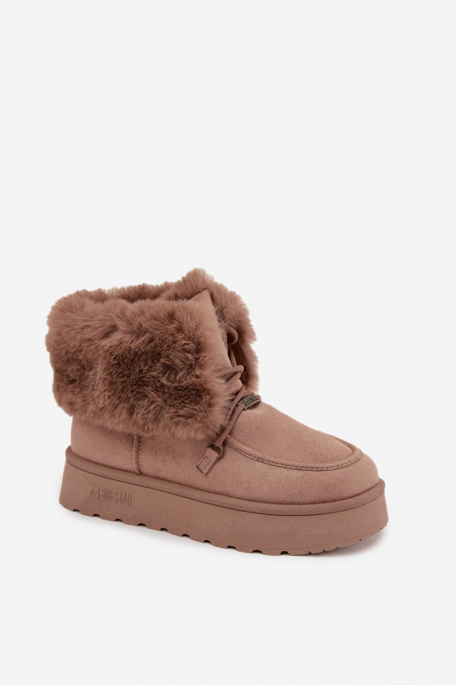 Snehule Dámske s platformou s kožušinou I INiązaniem Big Star SS274114 béžová