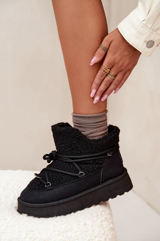 Snehule Dámske s platformou s kožušinou Typu Baranek Big Star SS274109 čierna