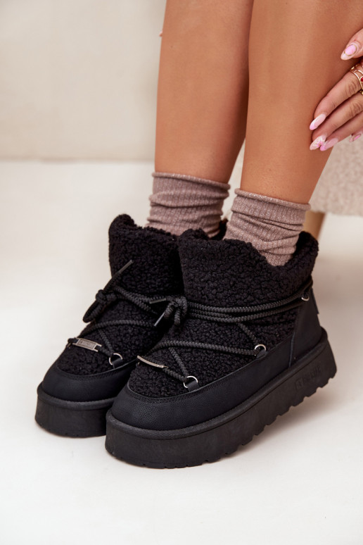 Snehule Dámske s platformou s kožušinou Typu Baranek Big Star SS274109 čierna