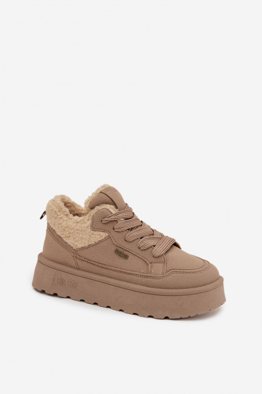 Tenisky model obuvi Dámske s platformou s kožušinou Typu Baranek Big Star SS274105 béžová Tenisky model obuvi Dámske s platformou s kožušinou Typu Baranek Big Star SS274105 béžová