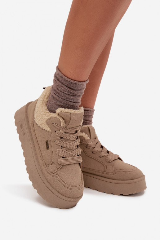 Tenisky model obuvi Dámske s platformou s kožušinou Typu Baranek Big Star SS274105 béžová Tenisky model obuvi Dámske s platformou s kožušinou Typu Baranek Big Star SS274105 béžová