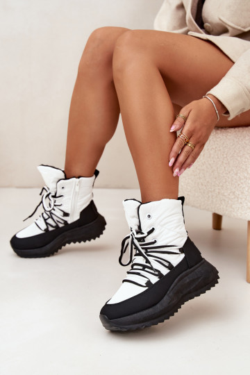 Snehule Dámske Zapnuté Hrad Big Star SS274060 biely-čierna