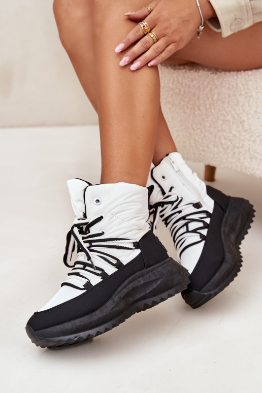 Snehule Dámske Zapnuté Hrad Big Star SS274060 biely-čierna