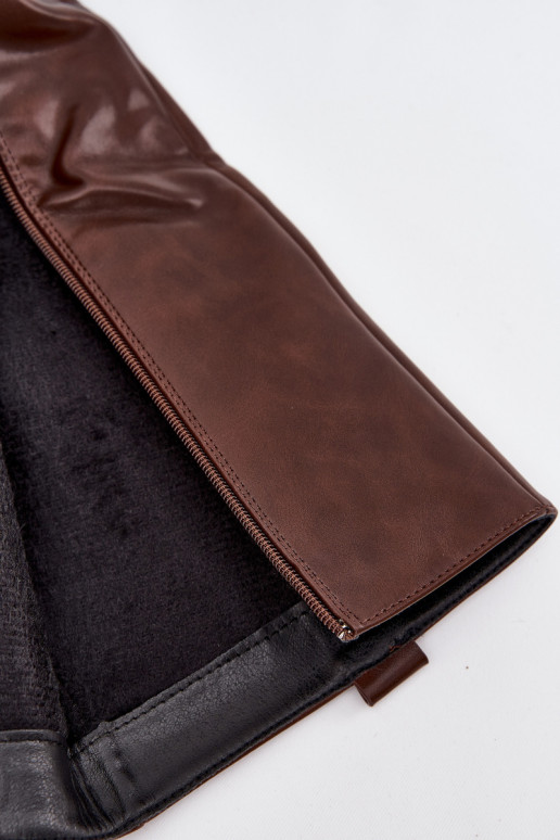 Dámske vysoké čižmy na nízkom podpätku, zateplené, hnedej farby Averna