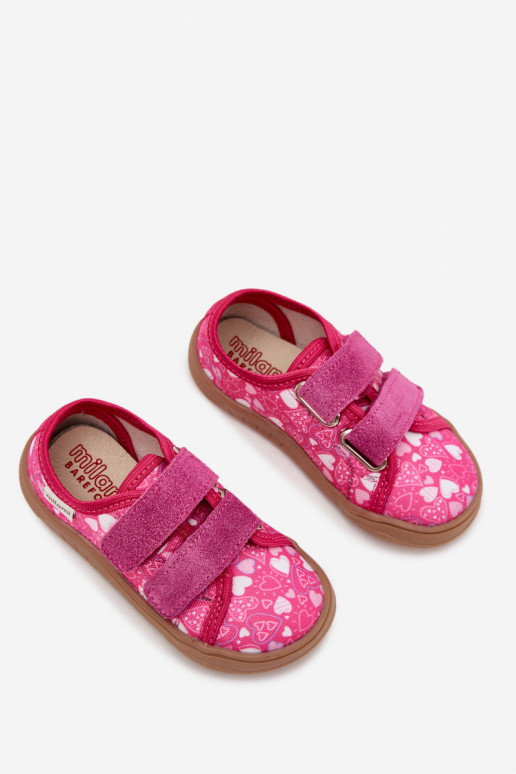 Papuče Barefoot deti so srdiečkami Milami Ružová Saphira Papuče Barefoot deti so srdiečkami Milami Ružová Saphira