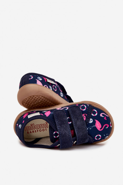 Papuče Barefoot deti s plameniakmi Milami tmavomodrá Saphira Papuče Barefoot deti s plameniakmi Milami tmavomodrá Saphira