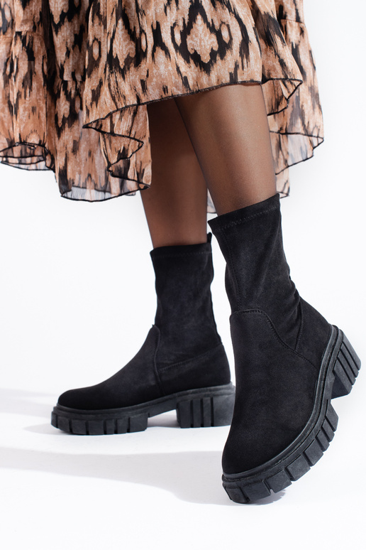 čierna čižmy zo semišu dámske čierna čižmy zo semišu dámske