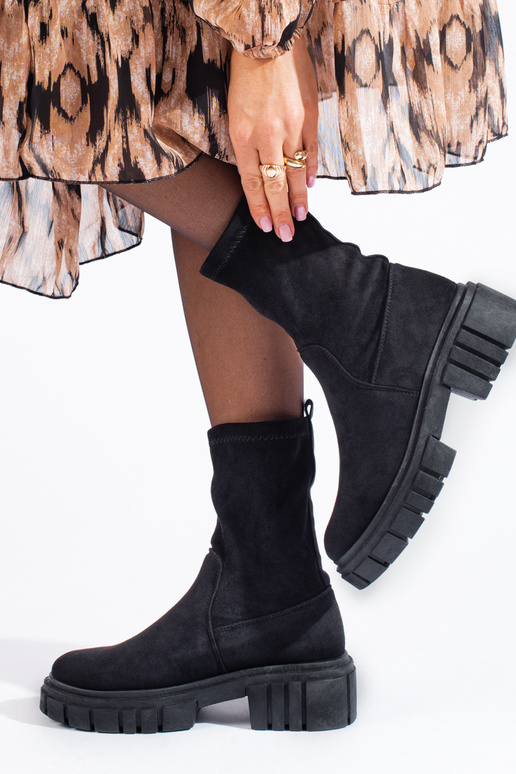 čierna čižmy zo semišu dámske čierna čižmy zo semišu dámske