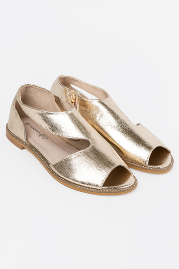 zlatej farby sandále dámske z Inycięciami