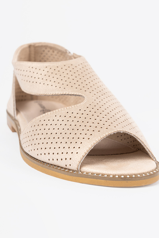 zlatej farby sandále prelamované na rovnej podrážke