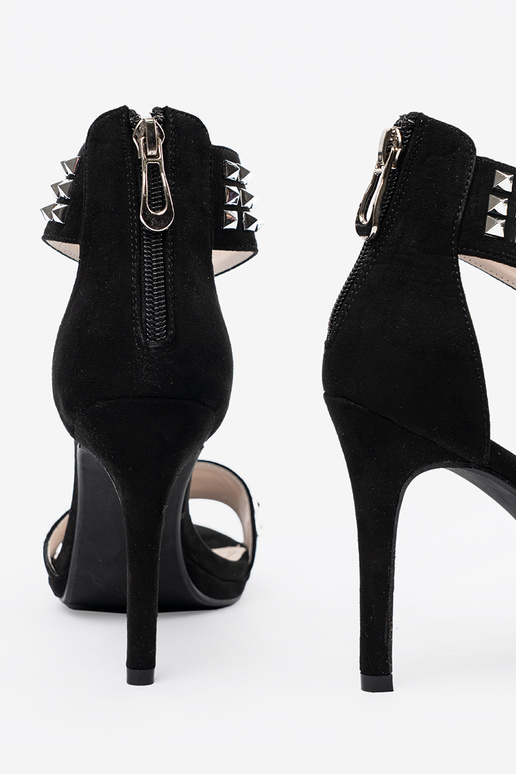 sandále na vysokom opätku čierna so zirkónmi