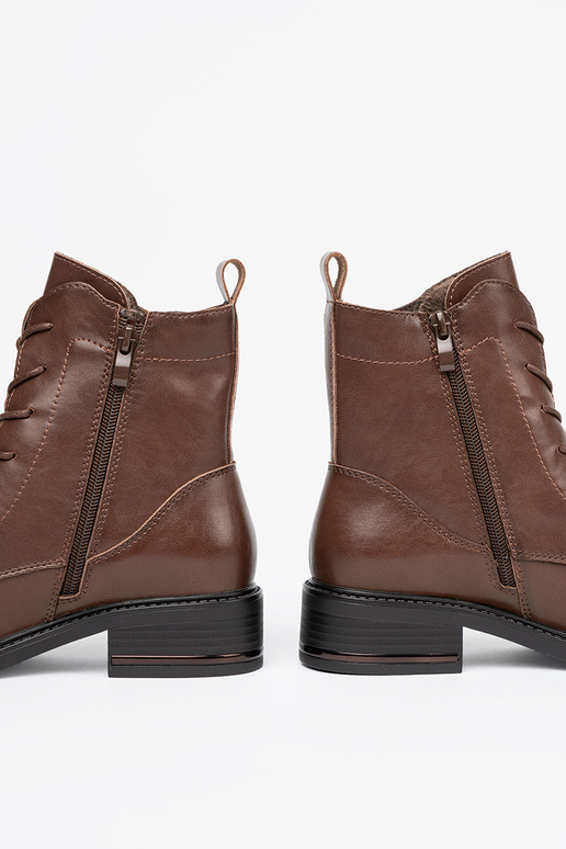 Hnedá farba čipkovaný čižmy z niskim obcasem Sergio Leone