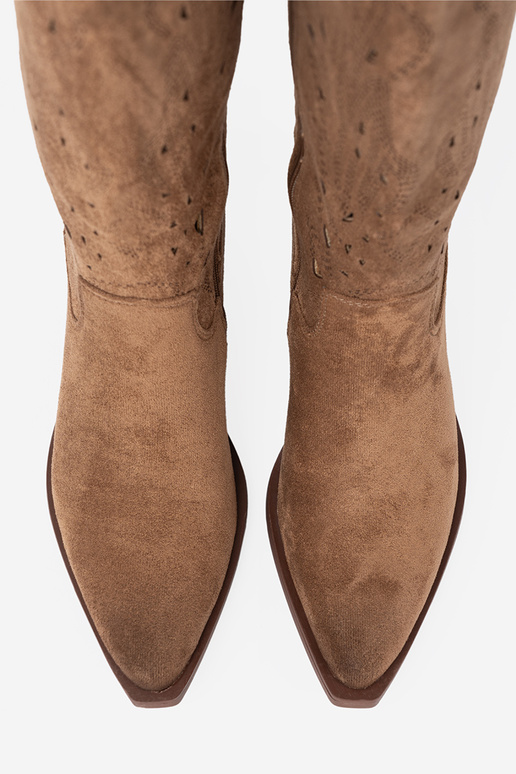 čižmy przed kolano Hnedá farba prelamované