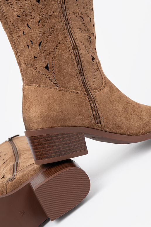 čižmy przed kolano Hnedá farba prelamované