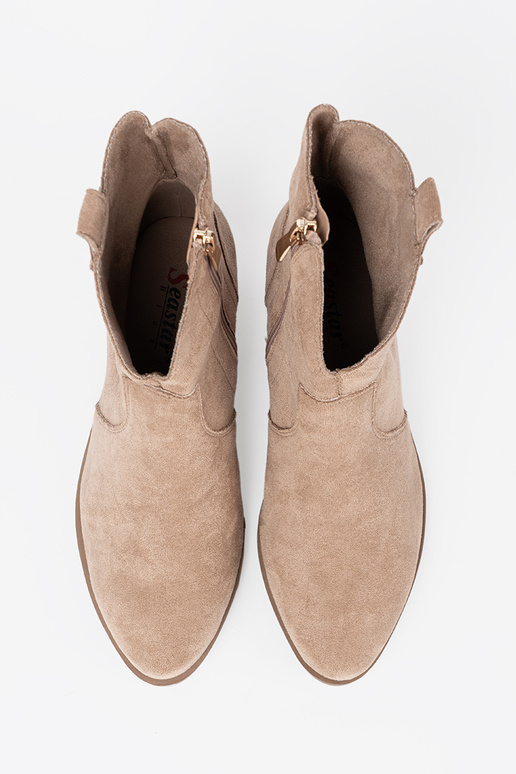 béžová čižmy kovbojské čižmy zo semišu