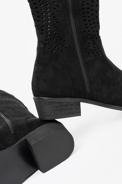 čierna prelamované dlhé čižmy In stylu koInbojek